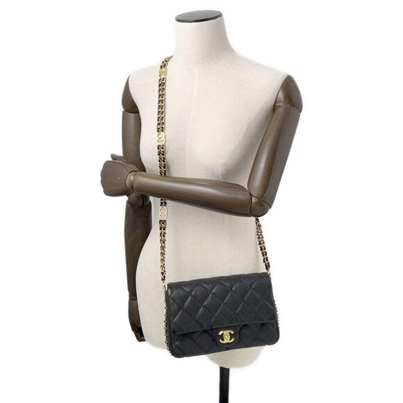 CHANEL Mini Matelasse ChainShoulder Bag Calfskin Black - Picture 2 of 14